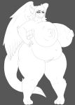  anthro big_breasts breasts dragon female genitals hi_res horn huge_breasts hyper hyper_breasts makeup nightmare-arts nude overweight pussy solo wings 