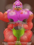 anthro balls barely_contained big_balls big_butt big_pecs bodily_fluids bulge butt canid canine canis clothed clothing dialogue donut_von_nillastawberry_(lumiink) fur genitals hi_res huge_balls hyper hyper_balls hyper_genitalia jockstrap lumiink male mammal motion_lines multicolored_body multicolored_fur muscular muscular_male musk musk_clouds pecs pink_body pink_fur shirt skimpy small_clothing subtitled sweat sweatdrop tank_top thick_thighs topwear underwear wardrobe_malfunction wolf