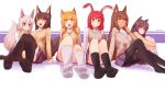  animal_humanoid bottomwear canid canid_humanoid canine canine_humanoid clothed clothing female group hair hi_res humanoid lagomorph lagomorph_humanoid legwear leporid_humanoid licking licking_lips mammal mammal_humanoid miniskirt nao_(artist) orange_hair rabbit_humanoid red_hair school_uniform skirt socks tongue tongue_out uniform 