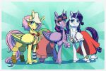 blue_eyes border clothing equid equine fluttershy_(mlp) friendship_is_magic hasbro hat headgear headwear hi_res horn inuhoshi-to-darkpen looking_at_viewer mammal my_little_pony nico_robin one_piece pegasus pupils rarity_(mlp) slit_pupils twilight_sparkle_(mlp) unicorn usopp white_border wing_claws winged_unicorn wings