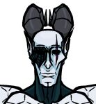 black_eyes empty_eyes eye_scar facial_scar front_view grey_body grey_horn horn horned_humanoid house_of_the_dead humanoid humanoid_pointy_ears magician_(house_of_the_dead) male nanodude78 scar simple_background solo white_background
