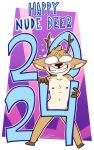 ambiguous_gender anthro antlers blush deer fur holidays horn mammal mister-saturn new_year_2024 solo tan_body tan_fur