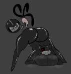 ambiguous_gender ass_up big_breasts big_butt black_sclera breasts butt demon demon_humanoid duo female fiend_folio_(tboi_mod) floating_hands floating_head g-imp_(fiend_folio) gimp_suit grey_background grey_body hi_res horn horned_humanoid huge_breasts huge_butt humanoid jack-o&#039;_pose pose red_eyes simple_background the_binding_of_isaac_(series) theblooky thick_thighs whip whipper_(tboi) wide_hips zipper zipper_mouth