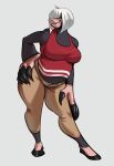 anthro big_butt big_hands butt chubby_female claws colored_nails dd_(badroy) dgirael eulipotyphlan female hair hair_over_eyes mammal midriff_showing mole_(animal) nails slightly_chubby solo thick_thighs