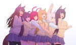  animal_humanoid big_breasts breasts canid canid_humanoid canine canine_humanoid clothed clothing group hi_res humanoid lagomorph lagomorph_humanoid legwear leporid_humanoid mammal mammal_humanoid nao_(artist) rabbit_humanoid school_uniform simple_background thigh_highs uniform white_background 