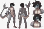 absurd_res anthro black_hair cetacean dolphin genitals hair hi_res kudos_(kudosmsgp) male mammal marine nigami nude penis smile solo solo_focus tail toothed_whale wet