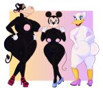 anatid anseriform anthro avian bedroom_eyes belly big_butt bird boolishclara bovid bovine breasts butt cattle clarabelle_cow clothing daisy_duck disney duck female footwear hi_res high_heels mammal minnie_mouse mouse murid murine narrowed_eyes pose rodent seductive thick_thighs