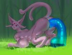 anal anal_penetration big_dildo breasts dildo eeveelution espeon farodor generation_2_pokemon grass hi_res nintendo penetration plant pokemon pokemon_(species) sex_toy solo