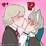  animal_ears blonde_hair brother_and_sister cat_ears cat_girl french_kiss genshin_impact incest kiss kurodahlia18 light_brown_hair lynette_(genshin_impact) lyney_(genshin_impact) purple_eyes siblings surprised twincest twins wide-eyed 