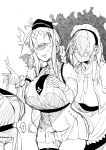  3girls ahoge apron braid braided_ponytail breasts drooling dsr-50_(girls_frontline) g36_(girls_frontline) girls_frontline hat highres iapoc large_breasts maid maid_apron maid_dress maid_headdress military_hat multiple_girls 