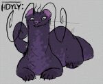 ambiguous_gender antennae_(anatomy) artist_logo artist_name clawed_feet clawed_fingers claws claws_out curled_tail digitigrade feral fur hdyly hi_res hindpaw horizontal_pupils logo long_tail mammal multicolored_body multicolored_fur mustelid paws pupils purple_body purple_fur resting_on_belly signature sitting sitting_on_ground solo solo_focus solo_in_panel tail toe_claws two_tone_body two_tone_fur