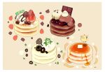  artist_name bee beige_background bird border bug butter candy chai chocolate chocolate_bar commentary_request food fruit highres honey ice_cream insect mint no_humans original pancake simple_background sitting_on_food strawberry 