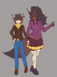 aged_up anthro breasts canid canine clothing clover_(undertale_yellow) cowboy_hat duo female fluffy fluffy_tail fox hair hand_holding hat headgear headwear human kanako_(undertale_yellow) long_hair male male/female mammal signirsol tail thick_thighs undertale_(series) undertale_yellow