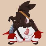  1:1 alternate_costume anal anthro backsack badgerclops balls black_body black_fur butt butt_grab buttplug buttplug_in_ass buttplug_tail cartoon_network clothing_swap cosplay digitigrade duo erection fake_tail fur genitals hand_on_butt hi_res male male/male mao_mao:_heroes_of_pure_heart noinipi pawpads penis sex sex_toy sheriff_mao_mao_mao size_difference straddling white_body white_fur 