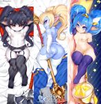  alternate_costume black_hair blonde_hair blue_body blue_hair blue_nipples blue_skin breasts butt butt_grab clothing fangs female garter_belt garter_belt_leggings garter_straps genitals hair hammer hand_on_butt hi_res humanoid humanoid_pointy_ears krokobyaka league_of_legends leggings legwear melee_weapon nipples pale_skin pigtails pink_nipples poppy_(lol) pussy riot_games short_stack slightly_chubby solo solo_focus thick_thighs thigh_highs tools video_games weapon wide_hips yordle 