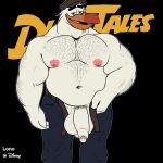 absurd_res anthro avian balls belt bird disney ducktales ducktales_(2017) fisher_(ducktales) foreskin genitals glans gull hi_res humanoid_genitalia humanoid_penis lari larid lono2 male musclegut muscular muscular_anthro muscular_male nipples pecs penis pink_glans pink_nipples solo white_balls white_body white_penis