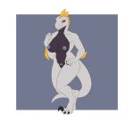 animal_humanoid anthro breasts claws digitigrade dromaeosauri feathers female genitals hi_res humanoid leofwulf nipples pussy reptile reptile_humanoid scalie scalie_humanoid solo standing tail thick_thighs toe_claws