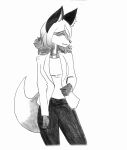 absurd_res anthro blonde_hair canid canine clothed clothing curled_tail efradraws eyebrows female fox fox_tail fur graphite_(artwork) hair hi_res irina_netsuki mammal multicolored_body multicolored_fur multicolored_hair orange_hair simple_background sketch solo suit tail thick_eyebrows traditional_media_(artwork) two_tone_hair wavy_hair white_background