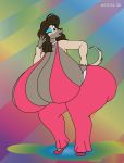  anthro beauty_mark big_breasts breasts canid canine canis clothing domestic_dog female hi_res huge_breasts hyper hyper_breasts mammal one_eye_closed satsumalord solo wink 