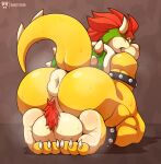 3_toes absurd_res ankle_cuffs anklet anthro anus backsack balls big_balls big_butt big_muscles bodily_fluids body_hair bowser butt butt_focus claws cuff_(restraint) curling_toes feet foot_fetish genitals hair hairy_balls hi_res horn itsdante jewelry kneeling koopa looking_at_viewer looking_back male mario_bros muscular muscular_anthro muscular_male nintendo nude presenting presenting_hindquarters puffy_anus rear_view red_eyes restraints scalie shell simple_background smile soles solo spikes steam steamy_anus sweat sweatdrop sweaty_balls sweaty_butt sweaty_feet sweaty_genitalia sweaty_legs sweaty_thighs toe_claws toes