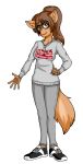 2024 5_fingers absurd_res alpha_channel anibaruthecat anthro artist_name canid canine clothed clothing digital_media_(artwork) eyebrows eyewear female fingers footwear front_view glasses green_eyes hair hi_res mammal simple_background solo transparent_background
