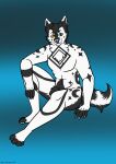 absurd_res canid canine canis domestic_dog furry harikuran hi_res male mammal muscular pinup pose wolf