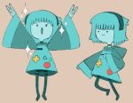  1girl blue_hair blue_jacket blue_skin bmo colored_skin control_button dozenrahyz genderswap genderswap_(mtf) headband jacket sparkle toon_(style) v 