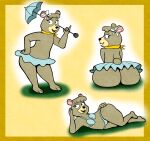 anthro bear big_butt bikini butt cartoon_network cindy_bear clothed clothing female hanna-barbera hi_res looking_at_viewer looking_back lying mammal marcodile on_side swimwear upskirt wide_hips yogi_bear