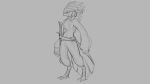  16:9 2020 anthro avian bird breasts clothed clothing feathered_wings feathers female grey_background melee_weapon monochrome nipples non-mammal_breasts pirate simple_background small_breasts solo sword tail_feathers topless watsup weapon widescreen wings 