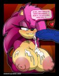 anthro big_breasts big_penis bodily_fluids breasts duo female genital_fluids genitals huge_penis incest_(lore) male nipples penis precum sega sonia_the_hedgehog sonic_the_hedgehog sonic_the_hedgehog_(series) sonic_underground