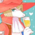  &lt;3 1:1 2015 alcohol anthro beverage blonde_hair blue_background blue_eyes burmecian clothed clothing digital_media_(artwork) female final_fantasy final_fantasy_ix freya_crescent hair headgear headwear holding_glass holding_object looking_at_viewer low_res mammal open_mouth rodent simple_background smile solo square_enix sweetlordm video_games 