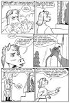  2020 anthro black_and_white blush clothed clothing comic dragon english_text equid equine eyes_closed faceless_female female gustav_(here_there_be_dragons) horse karno male mammal monochrome open_mouth speech_bubble spikes teeth text wings zashy 
