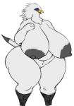 anthro avian big_breasts big_butt breasts butt erect_nipples feathers female genitals hi_res huge_breasts huge_butt nipples pussy slightly_chubby solo sssonic2 thick_thighs white_body white_feathers wide_hips