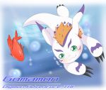  absurd_res ambiguous_gender blush bubble claws digimon digimon_(species) english_text feral fish fur gomamon green_eyes hair hi_res lying mammal marine markings mohawk_(hairstyle) open_mouth orange_hair outside pinniped purple_markings red_body simple_background smile solo text toe_claws toruu underwater water white_body white_fur 