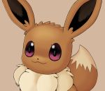 2020 ambiguous_gender brown_background brown_body brown_ears brown_fur brown_tail digital_media_(artwork) dipstick_tail eevee feral fur half-length_portrait hi_res long_ears male_(lore) mklxiv multicolored_tail neck_tuft nintendo pink_eyes pok&eacute;mon pok&eacute;mon_(species) portrait signature simple_background smile solo tan_body tan_fur tuft video_games 