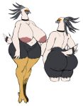 absurd_res accipitriform avian beak big_breasts big_butt bird black_body black_feathers breasts butt erect_nipples eyewear feathers glasses hi_res huge_breasts huge_butt multicolored_body nipples non-mammal_breasts secretary_bird sssonic2 thick_thighs two_tone_body white_body white_feathers