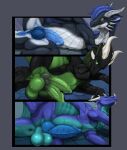 2_penises anus balls belly_scales black_body black_scales blue_anus blue_balls blue_body blue_knot blue_penis blue_scales claws dimitri_(anthrodragon) dragon facial_horn feral genitals green_anus green_balls green_body green_penis green_scales grey_horn grey_knot group hi_res horn ishiru ishtaryl knot male multi_genitalia multi_penis mythological_creature mythological_scalie mythology nose_horn nova_(bleuwolfy) penis purple_body purple_scales scales scalie trio white_body white_claws white_horn white_scales