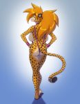  anthro big_breasts bikini bikini_thong breasts butt cheetah clothed clothing conditional_dnp dynamite_(kadath) felid feline female hand_on_hip kadath looking_at_viewer looking_back mammal rear_view side_boob sling_bikini solo swimwear 