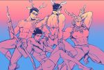  4boys abs animal_costume antlers arm_behind_back bara bare_pectorals briefs bulge buzz_cut christmas copyright_request deer_tail expressionless fabulous facial_hair feet_out_of_frame glasses goatee_stubble gradient_background holding holding_staff horns looking_at_viewer male_focus male_underwear monochrome multiple_boys muscular muscular_male navel nipples pectorals reindeer_antlers reindeer_costume short_hair siyouko staff standing stubble tail thick_eyebrows thick_thighs thighs toned toned_male topless_male underwear very_short_hair 