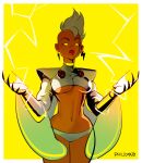  animification dark-skinned_female dark_skin electricity highres lightning_bolt_earrings marvel navel no_pupils ororo_munroe panties philtomato revealing_clothes storm_(x-men) superhero_costume underwear very_dark_skin white_eyes x-men 