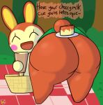 animal_crossing anthro bent_over big_butt bottomless bubble_butt bunnie_(animal_crossing) butt butt_focus clothed clothing female huge_butt inviting klutzatdusk lagomorph leporid looking_at_viewer mammal meme nintendo rabbit solo thick_thighs