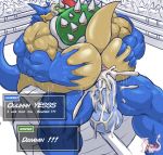  anal anthro anus balls beak biceps big_balls big_penis blue_balls blue_body blue_penis blue_skin bodily_fluids bowser butt butt_grab clenched_teeth cum cum_in_ass cum_inside dragon duo english_text erection excessive_cum eyebrows fighting_ring genital_fluids genitals green_shell grin hair hand_on_butt hi_res horn huge_balls huge_penis humanoid_genitalia humanoid_penis i.harmez_(masterelrest) looking_back male male/male mario_bros masterelrest muscular muscular_male nintendo nude penis pink_anus pink_eyes profanity public quads raised_tail red_eyebrows red_hair scales shell smile spiked_shell spikes sweat tagme teeth text triceps video_games wrestling yellow_body yellow_scales 