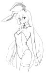  1641_(chfhrtor94) 1girl animal_ears bow bowtie breasts cleavage covered_navel covered_nipples cowboy_shot detached_collar highres leotard long_hair looking_at_viewer monochrome playboy_bunny rabbit_ears rabbit_girl reisen_udongein_inaba sketch small_breasts solo thigh_strap touhou very_long_hair wrist_cuffs 