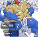 anal anthro anus back_muscles balls beak biceps big_balls big_penis blue_balls blue_body blue_penis blue_skin bodily_fluids bowser butt butt_grab clenched_teeth collar cum cum_in_ass cum_inside dragon duo english_text erection excessive_cum eyebrows fighting_ring genital_fluids genitals grin hair hand_on_butt hi_res horn huge_balls huge_penis humanoid_genitalia humanoid_penis i.harmez_(masterelrest) looking_back male male/male mario_bros masterelrest muscular muscular_male nintendo nude penis pink_anus pink_eyes profanity public quads raised_tail red_eyebrows red_hair scales shell smile spiked_collar spikes sweat tagme teeth text triceps video_games wrestling yellow_body yellow_scales 