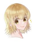  1girl blonde_hair brown_eyes cagalli_yula_athha closed_mouth gundam gundam_seed looking_at_viewer medium_hair nao080 portrait simple_background smile solo straight_hair white_background 