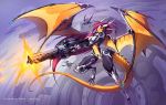  anthro cybernetics cyborg dragon drone female gun jesonite machine midriff ranged_weapon rifle skimpy_armor solo spread_wings weapon wings 