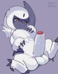  absol balls big_penis canid canine claws erection fur genitals grey_background hi_res honeycalamari humanoid_genitalia humanoid_penis male mammal nintendo penis pok&eacute;mon pok&eacute;mon_(species) red_eyes simple_background uncut video_games white_body white_fur 