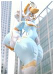 anthro canid canine eyewear fox glasses hi_res inflatable konkka mammal parade_balloon parade_float solo thick_thighs