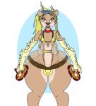 aarqon anthro big_butt blonde_hair butt cosplay curvy_figure final_fantasy_x-2 girly hair hi_res hourglass_figure huge_butt hyper hyper_butt looking_at_viewer luca_(aarqon) male mammal mustelid otter rikku skimpy_bikini small_waist solo teapot_(body_type) thick_thighs wasp_waist