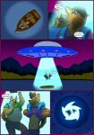 abduction alien_abduction anthro canid canine canis comic domestic_dog duo father_(lore) father_and_child_(lore) father_and_son_(lore) flying_saucer german_shepherd herding_dog hi_res life_jacket male male/male mammal night parent_(lore) parent_and_child_(lore) parent_and_son_(lore) pastoral_dog pickles-hyena son_(lore)